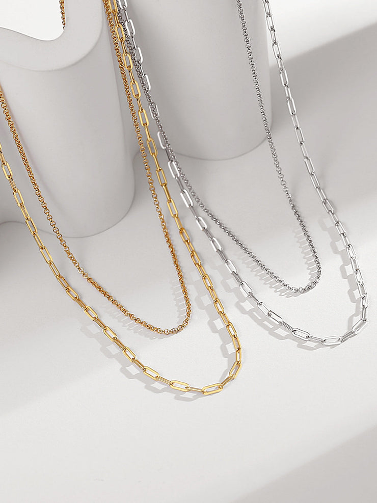 S925 sterling silver double layer silver necklace